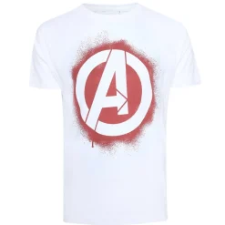 AVENGERS Marvel Stencil Logo Hombre Camiseta FAMTS954WHT