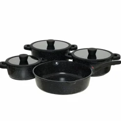Banaru Design olla de aluminio Conjunto 7 piezas. negro