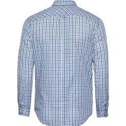BEN SHERMAN Cheque de la casa Hombre Camisa de manga larga 0077861-AZUL CLARO