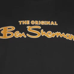 BEN SHERMAN Flocked Logo Hombre Camiseta 0076268N-NEGRO