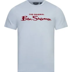 BEN SHERMAN Flocked Logo Hombre Camiseta 0076268N-AZUL HIELO