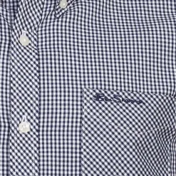 BEN SHERMAN Gingham Hombre Camisa de manga larga 0077859-MARINA