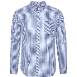 BEN SHERMAN Gingham Hombre Camisa de manga larga 0077860-AZUL