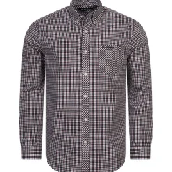 BEN SHERMAN Gingham Hombre Camisa de manga larga 0077860-VINO