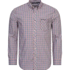 BEN SHERMAN House Check Hombre Camisa de manga larga 0077861-ROJO