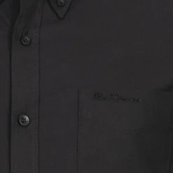 BEN SHERMAN Oxford Hombre Camisa de manga larga 0077857-BAREALMENTE NEGRO