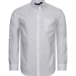 BEN SHERMAN Oxford Hombre Camisa de manga larga 0077857-BLANCO