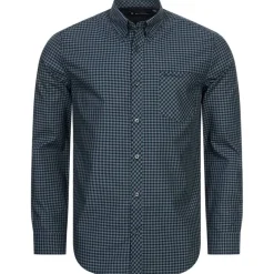 BEN SHERMAN Oxford Hombre Camisa de manga larga 0077858-ESMERALDA OSCURA