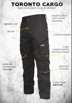 Bench Workwear Toronto Hombre Pantalón de trabajo BNCH 016-Negro