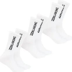 Billabong Unisex Crew Tennis Calcetines 3 pares blanco BG-01 CREW