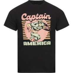 Captain America Marvel 70s Retro Hombre Camiseta FBMTS767BLK