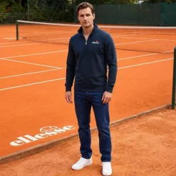 ellesse Benevento Hombre 1/4-Cremallera Sudadera SOP23856-Marino