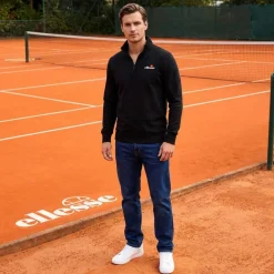 ellesse Benevento Hombre Cremallera de 1/4 Sudadera SOP23856-Negro