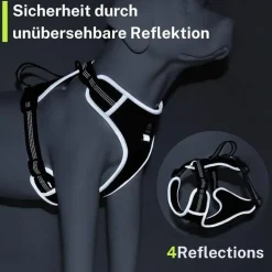 FAVVITY PET Arnés para perros antitirones reflectante acolchado negro