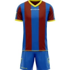 Givova Conjunto de fútbol Camiseta con Pantalones cortos Kit Catalano azul / rojo oscuro