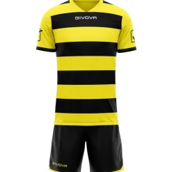 Givova Conjunto de rugby Camiseta con pantalones cortos negro/amarillo
