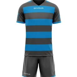 Givova Conjunto de rugby Camiseta con pantalones cortos gris/turquesa