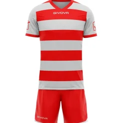 Givova Conjunto de rugby Camiseta con pantalones cortos gris/rojo