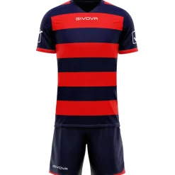 Givova Conjunto de rugby Camiseta con pantalones cortos azul marino/rojo