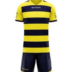 Givova Conjunto de rugby Camiseta con pantalones cortos amarillo/azul marino