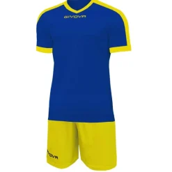 Givova Kit Revolution Camiseta de fútbol con Pantalones cortos azul amarillo