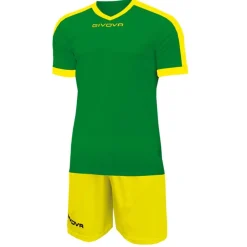 Givova Kit Revolution Camiseta de fútbol con pantalones cortos verde amarillo