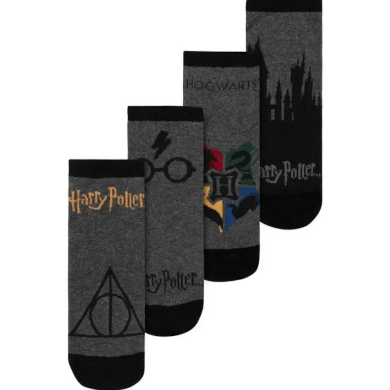 Harry Potter "Hogwarts Mix" Hombre Calcetines cortos 4 pares 013332