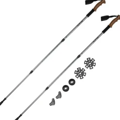 JELEX Bastones de senderismo con asas de corcho gris