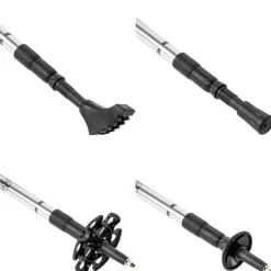 JELEX Bastones de senderismo con asas de corcho plateado