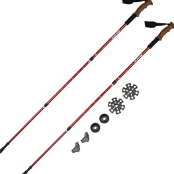 JELEX Bastones de senderismo con asas de corcho rojo