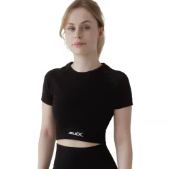 JELEX "Chiara" Mujer Top de fitness de manga corta negro