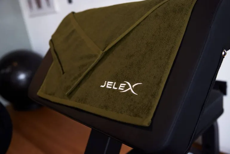 JELEX "100FIT" Toalla de fitness con bolsillo verde militar
