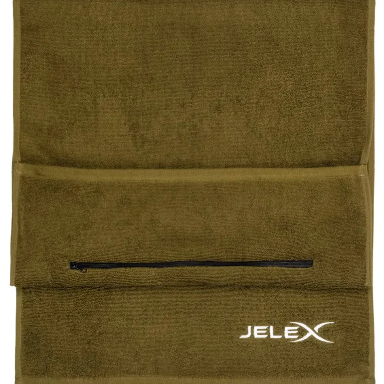 JELEX "100FIT" Toalla de fitness con bolsillo verde militar