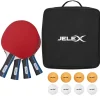 JELEX Sidespin Set de 4 palas de tenis de mesa con 8 pelotas