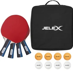 JELEX Sidespin Set de 4 palas de tenis de mesa con 8 pelotas