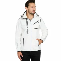 KIRKJUBØUR® "Alvik" Hombre Chaqueta SOFTSHELL 10.000 mm columna de agua blanco/negro