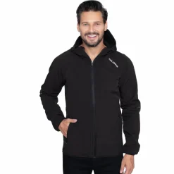 KIRKJUBØUR® "Njordr" Hombre Chaqueta SOFTSHELL 10.000 mm columna de agua negro/gris claro