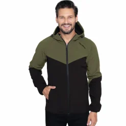 KIRKJUBØUR® "Njordr" Hombre Chaqueta SOFTSHELL 10.000 mm columna de agua verde/negro