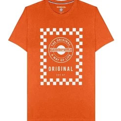 Lambretta Checker Board Hombre Camiseta SS0159-BRNT NARANJA