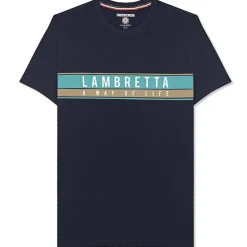 Lambretta Chest Stripe Hombre Camiseta SS0157-NVY