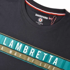 Lambretta Chest Stripe Hombre Camiseta SS0157-NVY