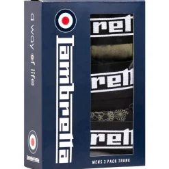 Lambretta Paisley Hombre Calzoncillos bóxer Pack de 3 SS1065-KHAKI/BLK
