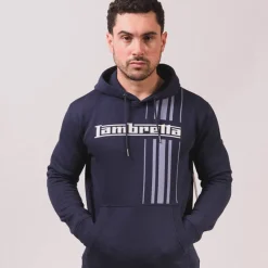Lambretta Racing Stripe Hombre Sudadera con capucha SS5027-AZUL MARINO