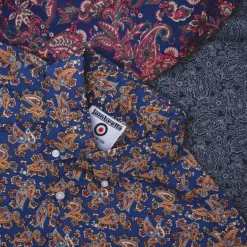 Lambretta Tonal Paisley Hombre Camisa de manga larga RWIS1383