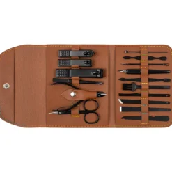 LEANDRO LIDO "Livorno" Manicura/Pedicura Conjunto 17 piezas marrón