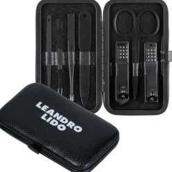 LEANDRO LIDO "Perugia" Set de manicura 8 piezas negro
