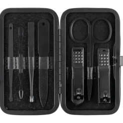 LEANDRO LIDO "Perugia" Set de manicura 8 piezas negro