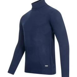 MONT EMILIAN "Le Mans" Hombre Jersey de cuello vuelto azul marino