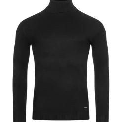 MONT EMILIAN "Le Mans" Hombre Jersey de cuello vuelto negro