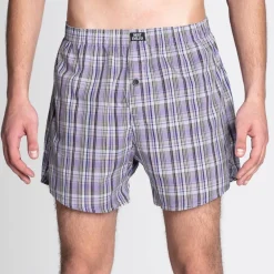 MONT EMILIAN "Nantes" Hombre Americano Calzoncillos bóxer Pack de 2 morado/cuadros